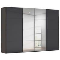 SCHWEBETÜRENSCHRANK 316/223/68 cm 4-türig Graphitfarben, Schwarz  - Chromfarben/Graphitfarben, Design, Glas/Holzwerkstoff (316/223/68cm) - Novel