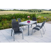 GARTENTISCHGRUPPE  - Silberfarben/Schwarz, ROMANTIK / LANDHAUS, Glas/Textil - Gardenson
