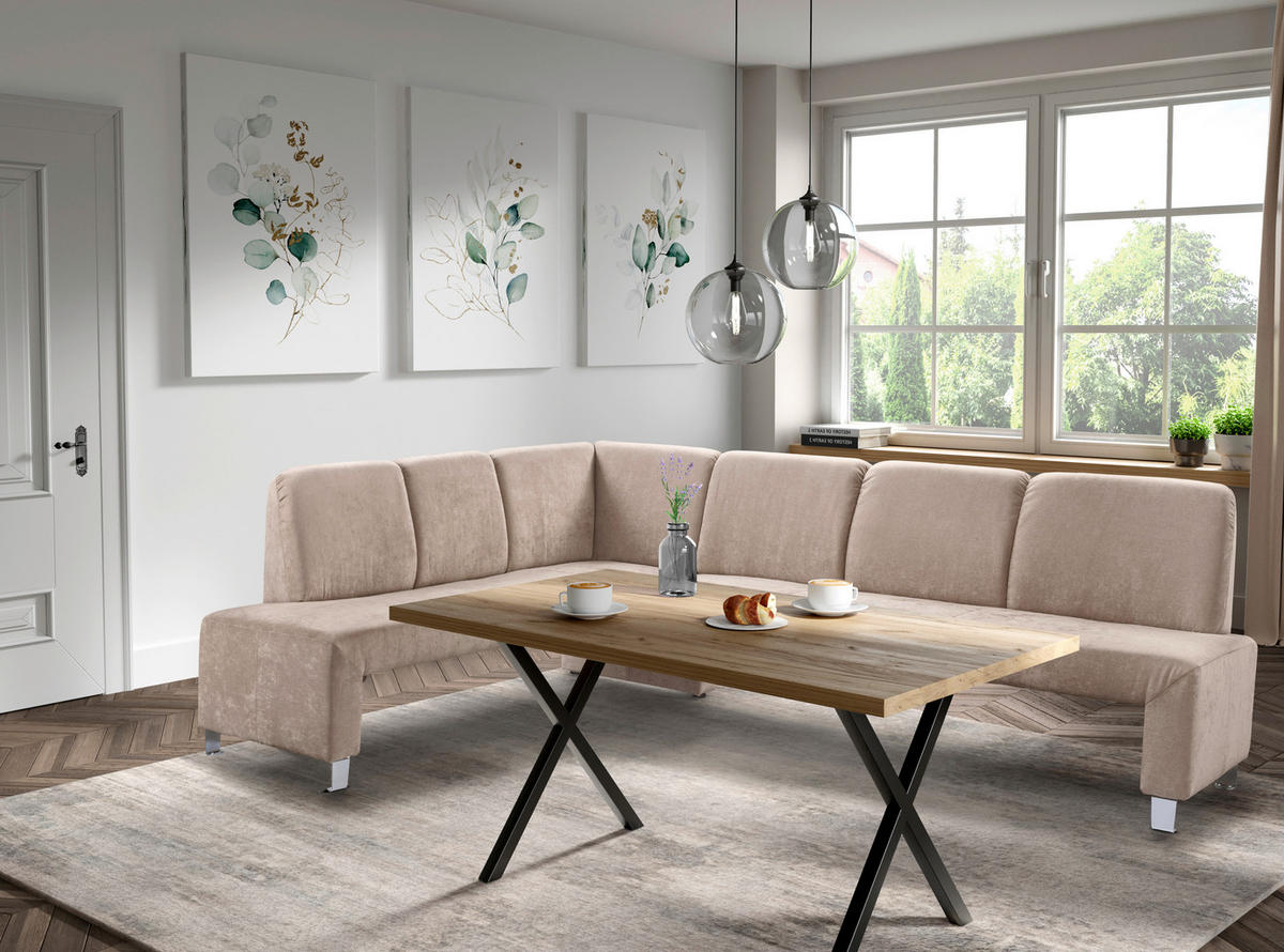 KLUPA KUTNA  bež  drvo, tekstil, drvni materijal      - srebrne boje/bež, Moderno, drvni materijal/drvo (263/198cm) - Livetastic