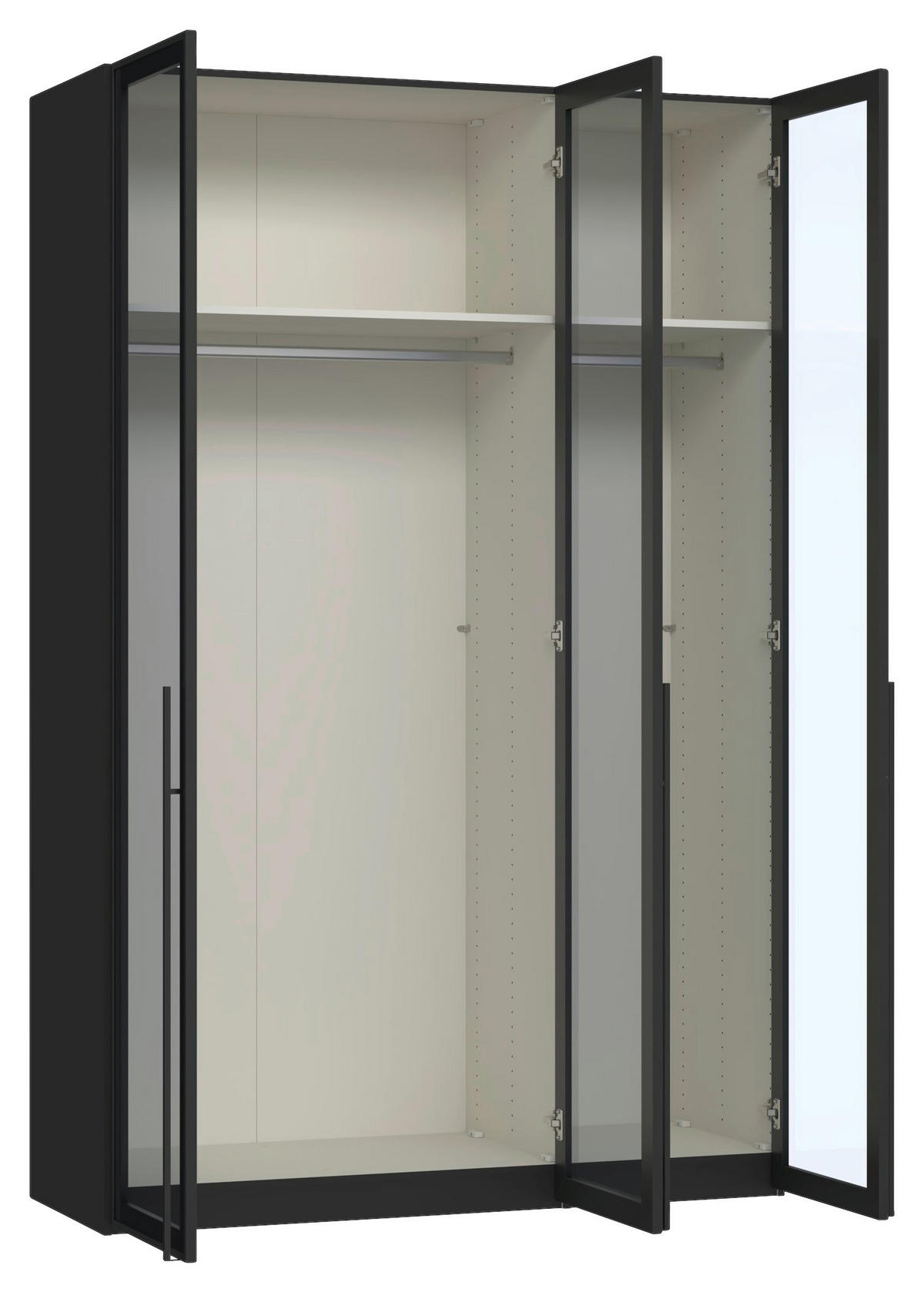 DREHTÜRENSCHRANK  in Schwarz  - Schwarz, Design, Glas/Holzwerkstoff (152/236/59cm) - Jutzler