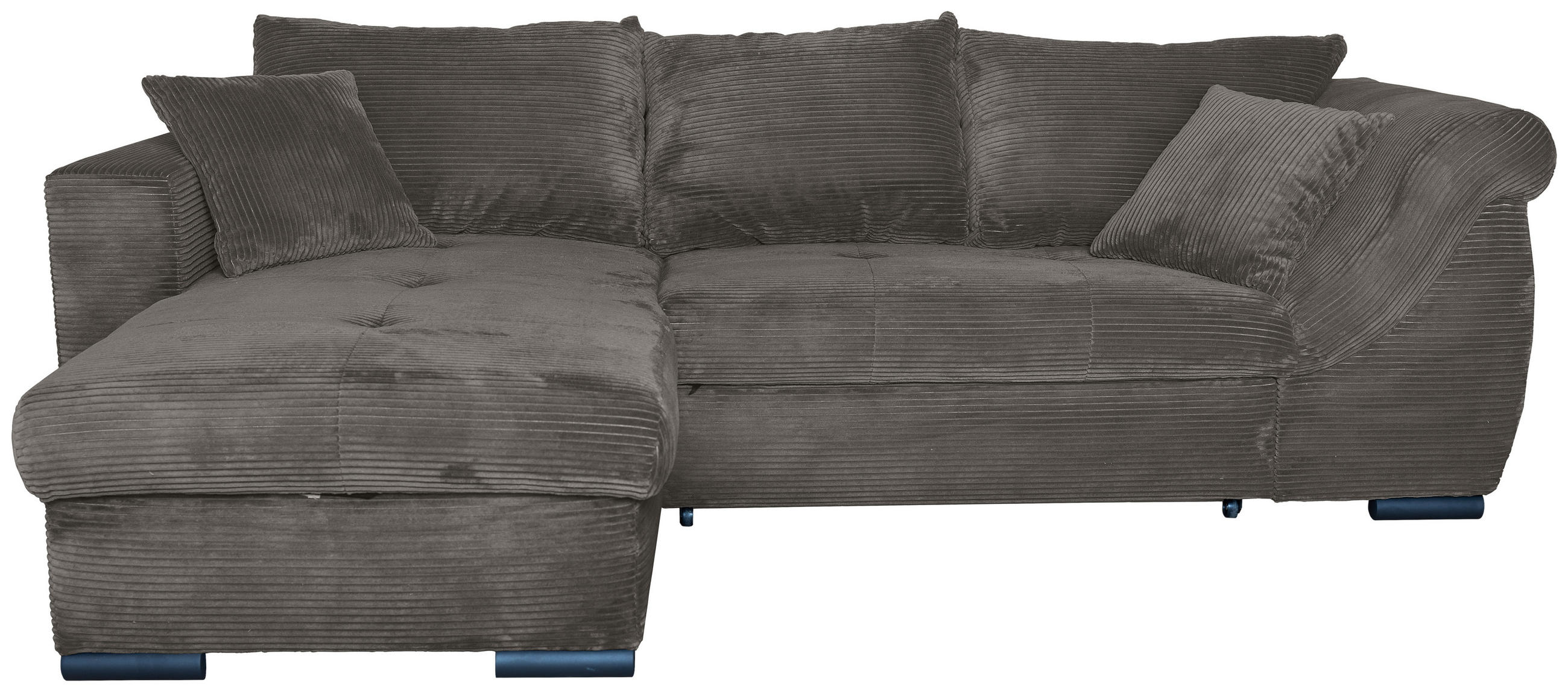 ECKSOFA Mokka Cord  - Schwarz/Mokka, KONVENTIONELL, Textil/Metall (168/258cm) - Carryhome