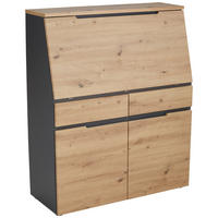 SEKRETÄR  in Graphitfarben, Eiche Artisan  - Schwarz/Graphitfarben, Design, Holzwerkstoff/Kunststoff (100/124/41cm) - Voleo