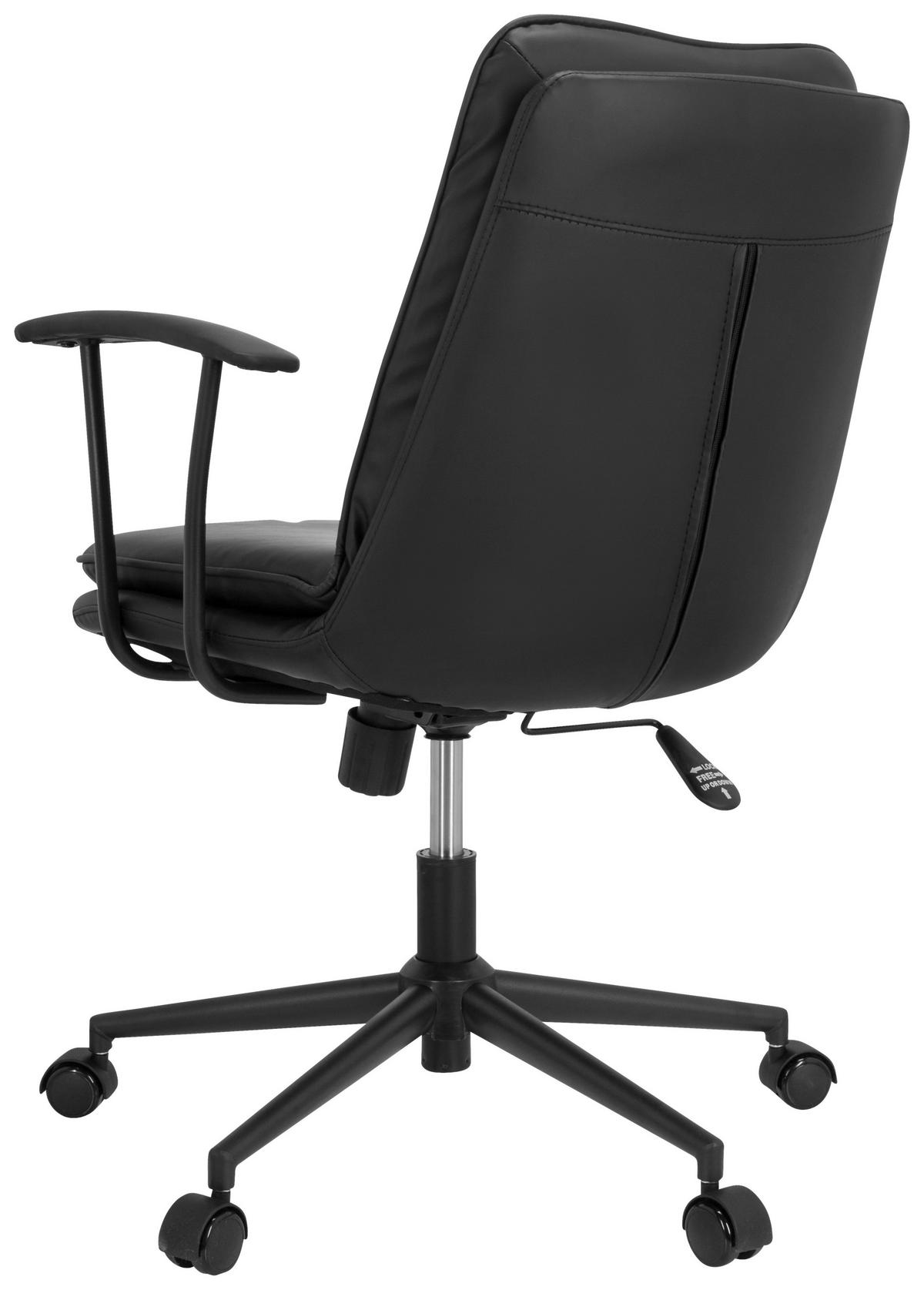OTOČNÁ ŽIDLE, vzhled kůže, černá - černá, Basics, kov/textil (59/84/59cm) - MID.YOU