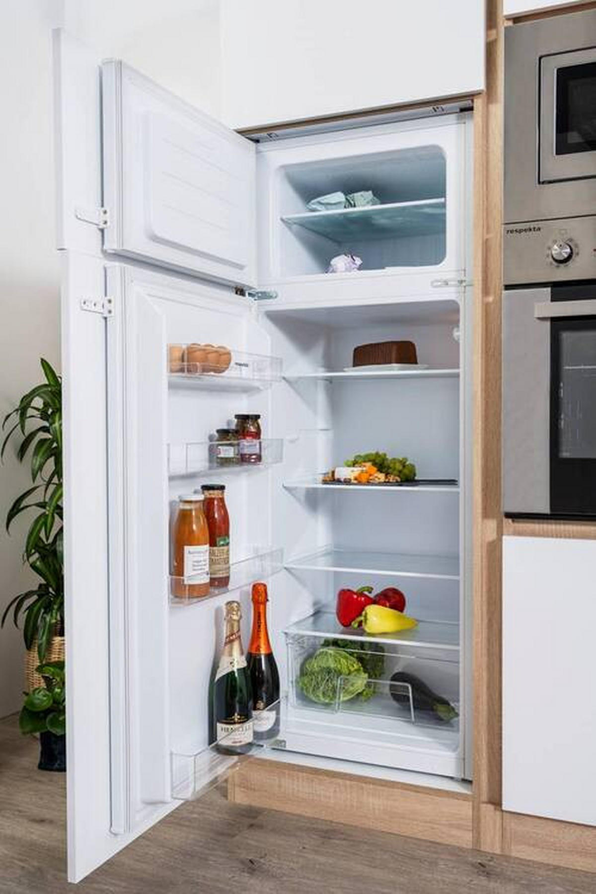 MODULKÖK 380 cm   i ekfärgad, vit högglans  - vit/vit högglans, Basics, trämaterial (380cm) - Respekta