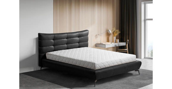 POLSTERBETT 180/200 cm,  in Anthrazit, gepolstertes Kopfteil,  - Anthrazit/Schwarz, Design, Leder/Metall (180/200cm) - Esposa