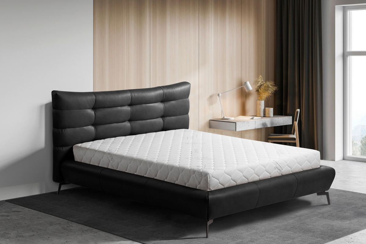 POLSTERBETT gepolstertes Kopfteil Anthrazit 180/200 cm  - Anthrazit/Schwarz, Design, Leder/Metall (180/200cm) - Esposa