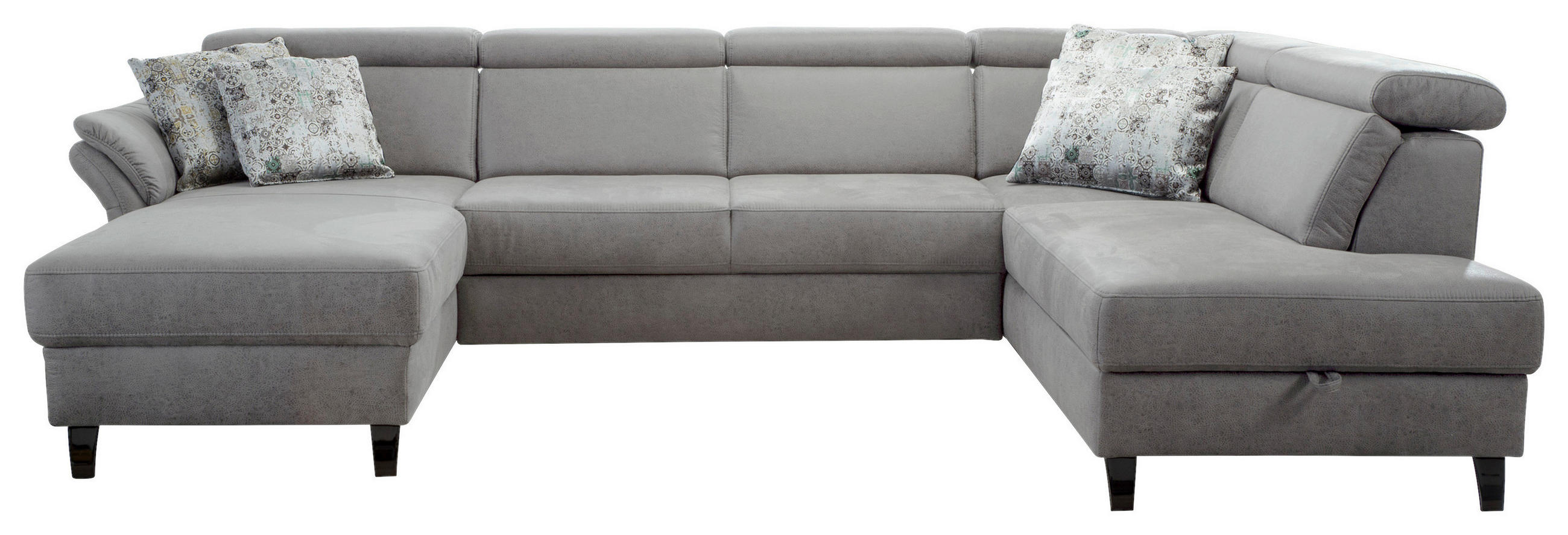 WOHNLANDSCHAFT Hellgrau Mikrofaser  - Hellgrau/Schwarz, KONVENTIONELL, Textil/Metall (165/317/193cm) - Sit & More