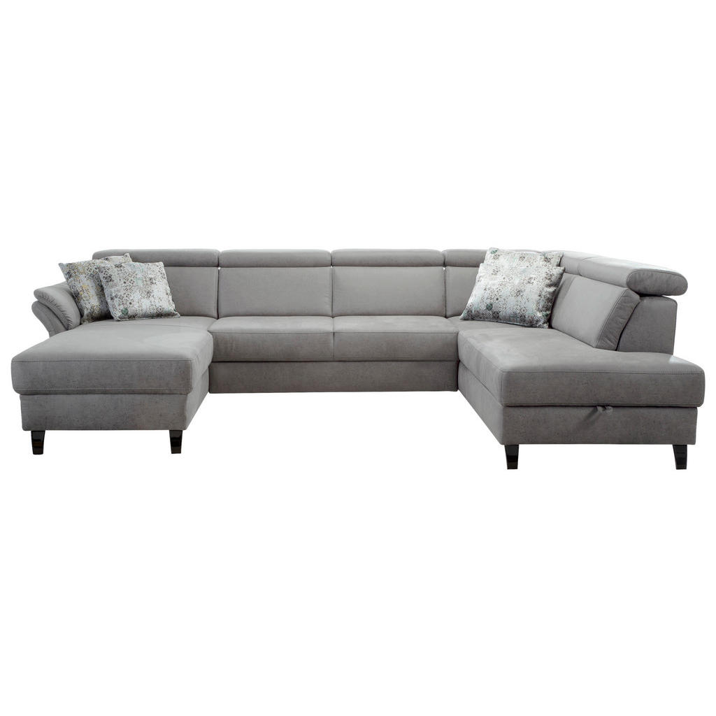 Thumbnail - Sit & More Wohnlandschaft, Hellgrau, Textil, 7,5-Sitzer, Ottomane rechts, U-Form, 317x193 cm, Goldenes M, Oeko-Tex® Stan...