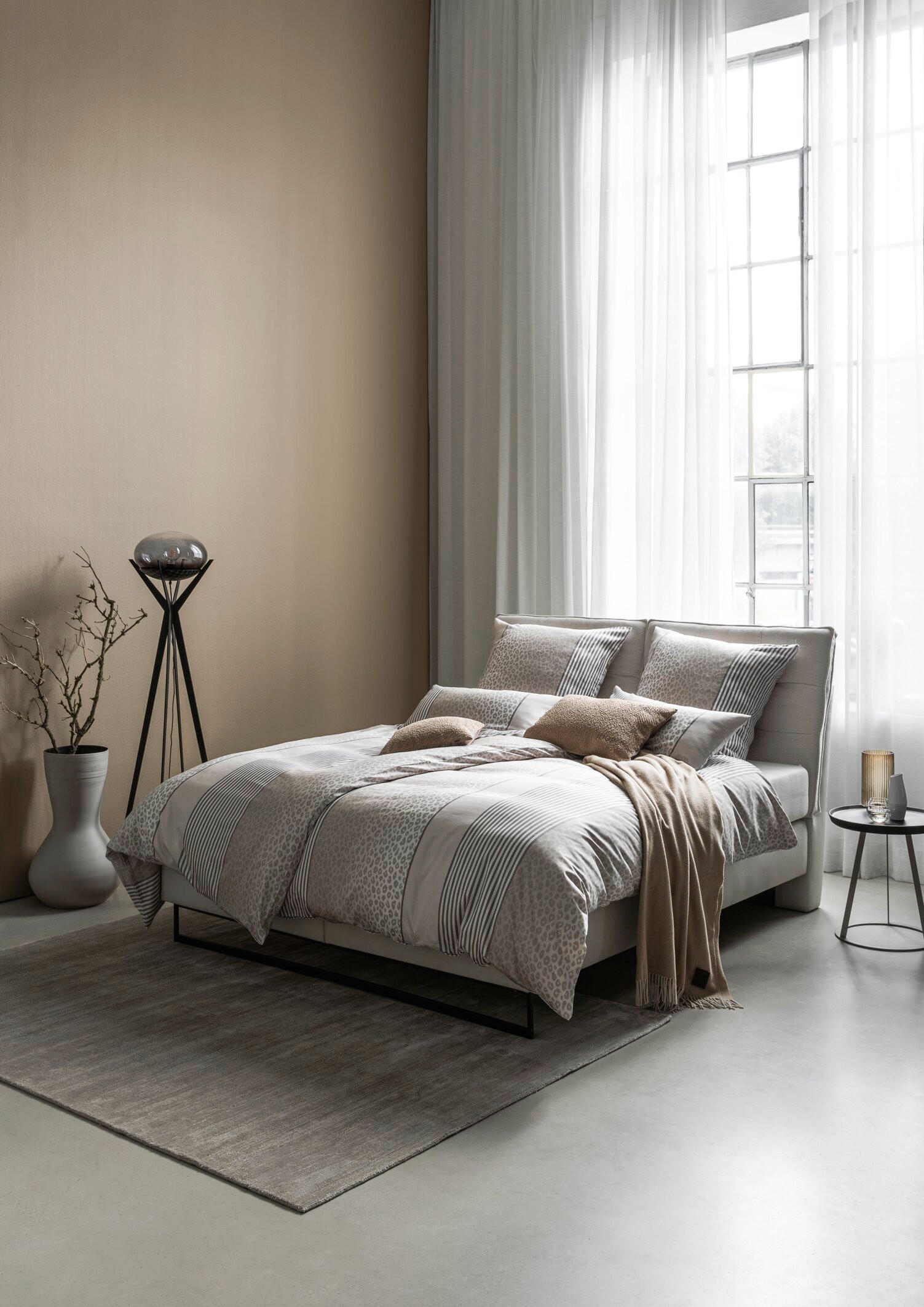 BETTWÄSCHESET Makosatin 160/210 cm  100 cm/65 cm  - Creme, Design, Textil (160/210cm) - Joop!