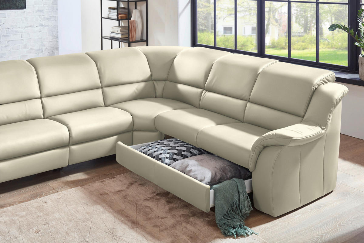 ECKSOFA  in Echtleder Creme  324/260 cm  - Chromfarben/Creme, KONVENTIONELL, Leder/Kunststoff (324/260cm) - Cantus
