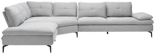 ECKSOFA in Flachgewebe Hellgrau  - Hellgrau/Schwarz, Design, Textil/Metall (271/344cm) - Chilliano