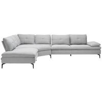 ECKSOFA in Flachgewebe Hellgrau  - Hellgrau/Schwarz, Design, Textil/Metall (271/344cm) - Chilliano