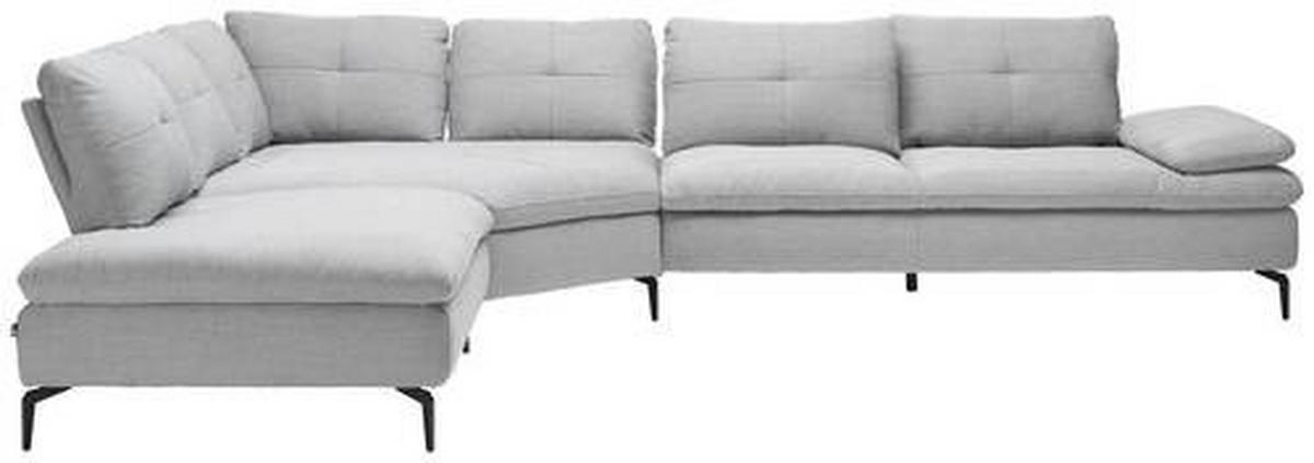 ECKSOFA in Flachgewebe Hellgrau  - Hellgrau/Schwarz, Design, Textil/Metall (271/344cm) - Chilliano