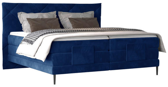 BOXSPRINGBETT 180/200 cm  in Dunkelblau  - Schwarz/Dunkelblau, KONVENTIONELL, Textil/Metall (180/200cm) - Esposa