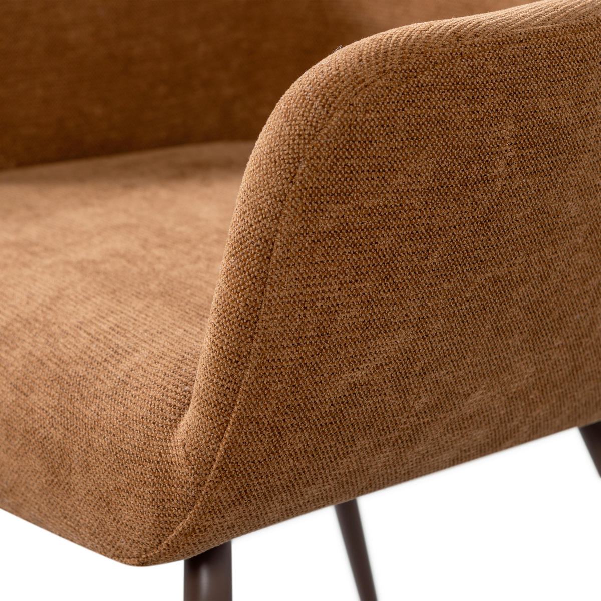 ARMLEHNSTUHL-SET 2 Stück gepolsterte Armlehnen Webstoff  - Dunkelbraun/Braun, MODERN, Textil/Metall (58/80/58cm) - Livetastic