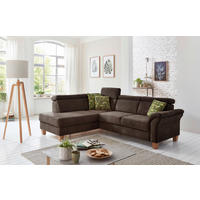 ECKSOFA 194/245 cm  in Mikrofaser Mokka Bettkasten, Kopfteilverstellung, Liegefläche im Originalstoff  194/245 cm  - Eichefarben/Beige, KONVENTIONELL, Holz/Textil (194/245cm) - Sit & More