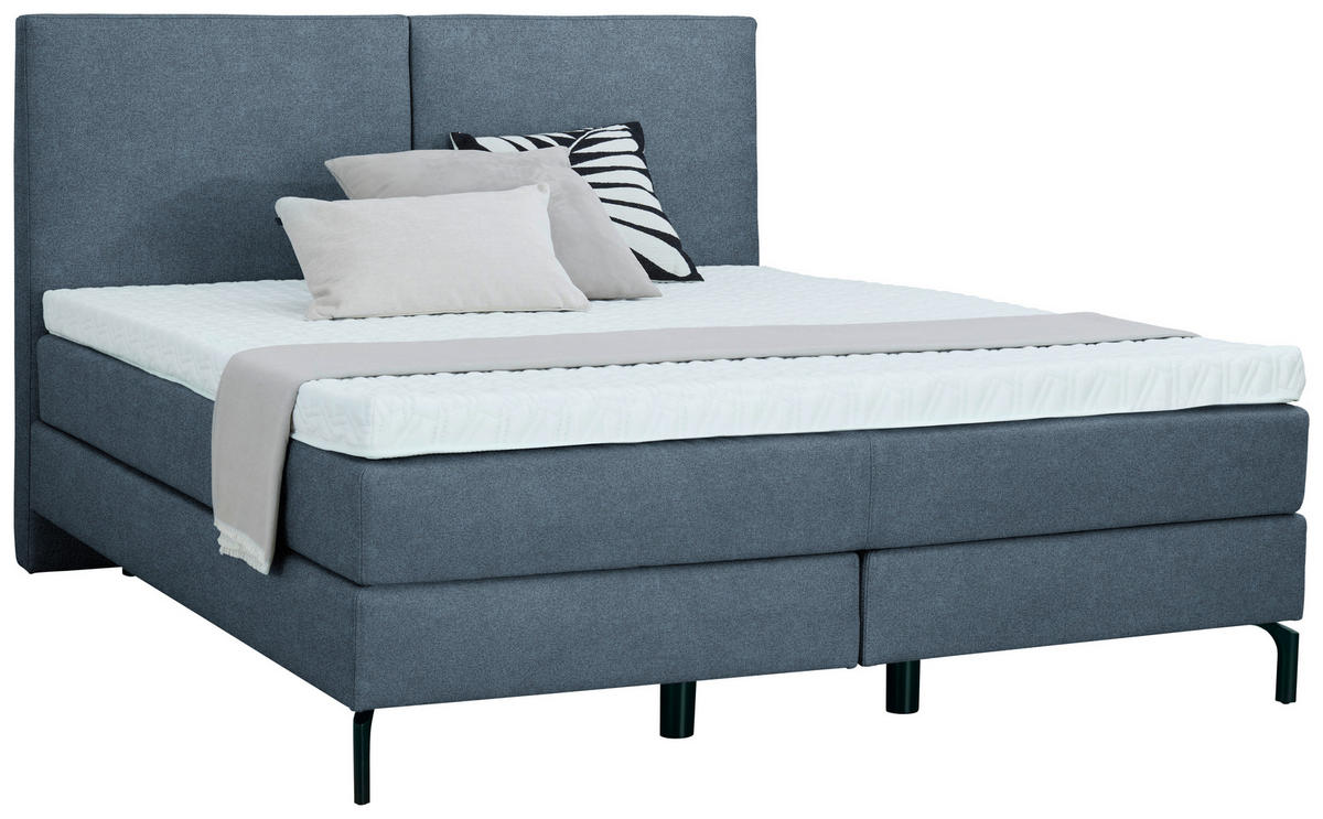 BOXSPRINGBETT 200/200 cm  in Blau  - Blau/Schwarz, Konventionell, Textil/Metall (200/200cm) - Dieter Knoll