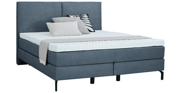 BOXSPRINGBETT 180/200 cm in Blau - Blau/Schwarz, KONVENTIONELL, Textil/Metall (180/200cm) - Dieter Knoll