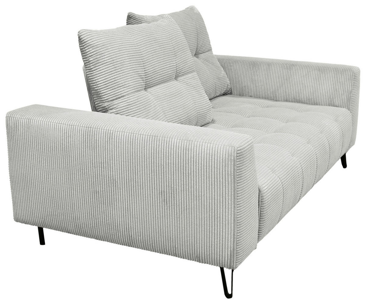 BIGSOFA Cord Hellgrau  - Hellgrau/Schwarz, KONVENTIONELL, Textil/Metall (246/100/116cm) - Carryhome