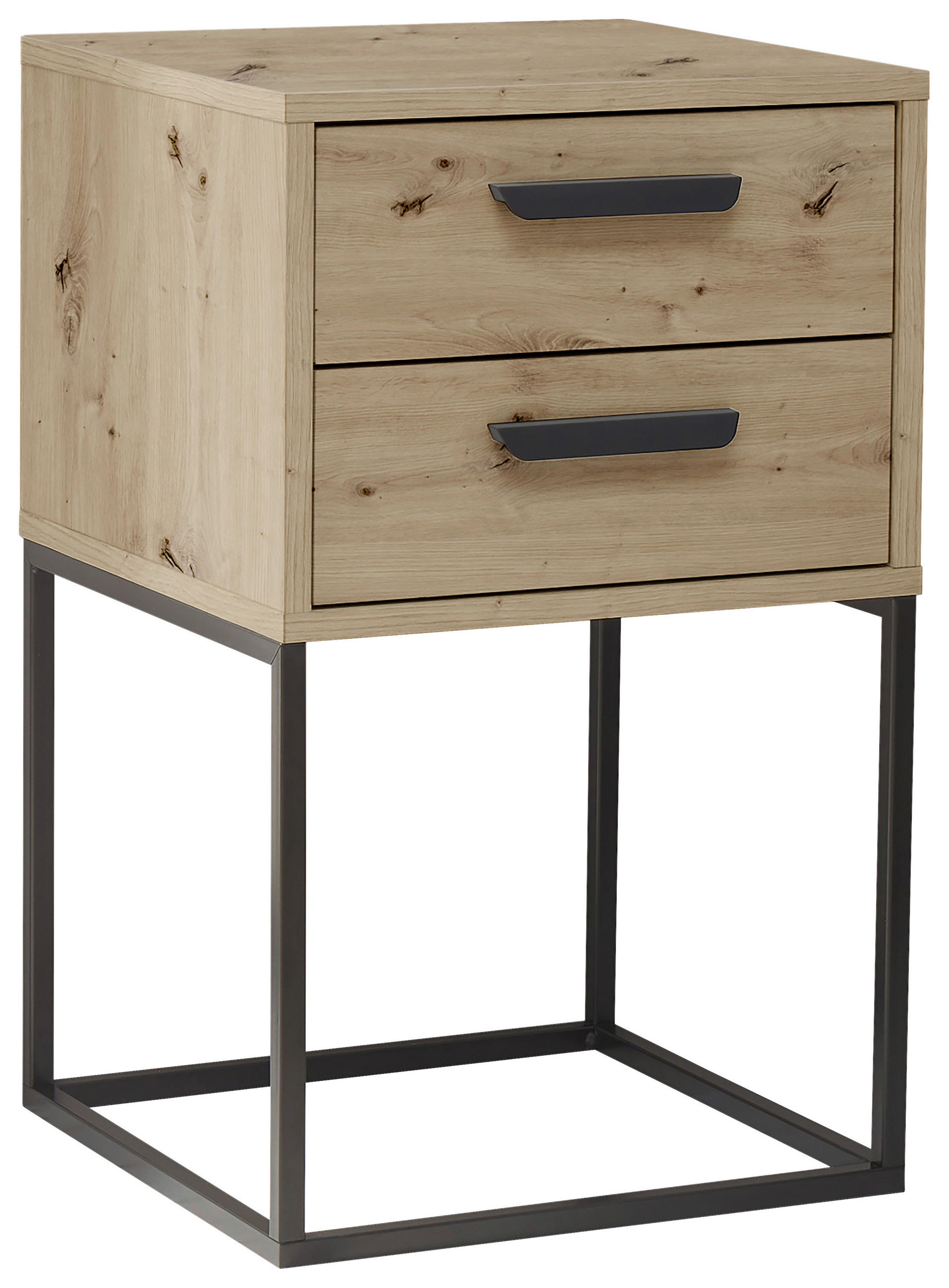 Livetastic Nachtschrank Schwarz, Eiche Artisan 40x65x38.5 cm