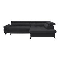 ECKSOFA in Chenille Schwarz  - Schwarz, Modern, Textil/Metall (296/201cm) - Livetastic