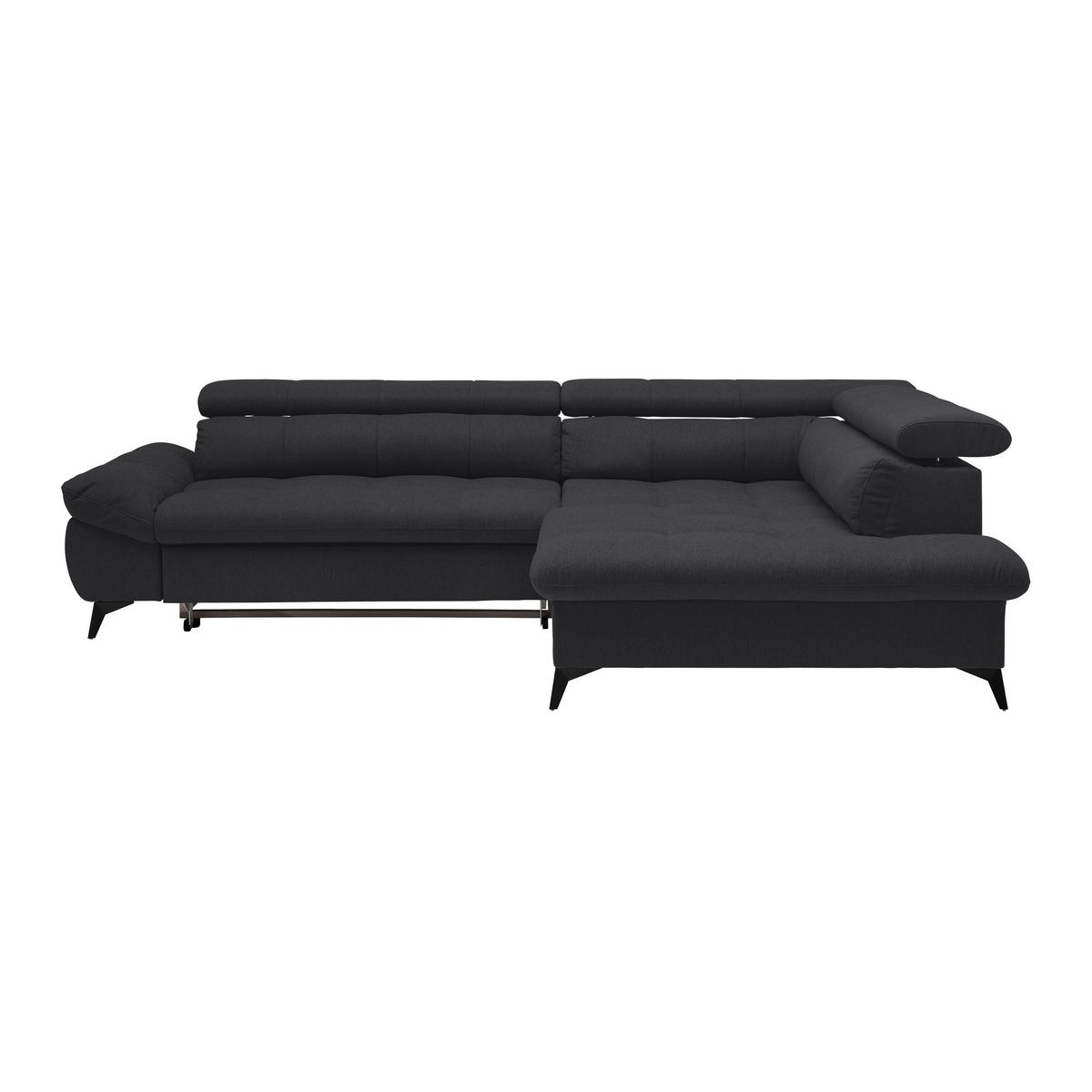 ECKSOFA in Chenille Schwarz  - Schwarz, Modern, Textil/Metall (296/201cm) - Livetastic