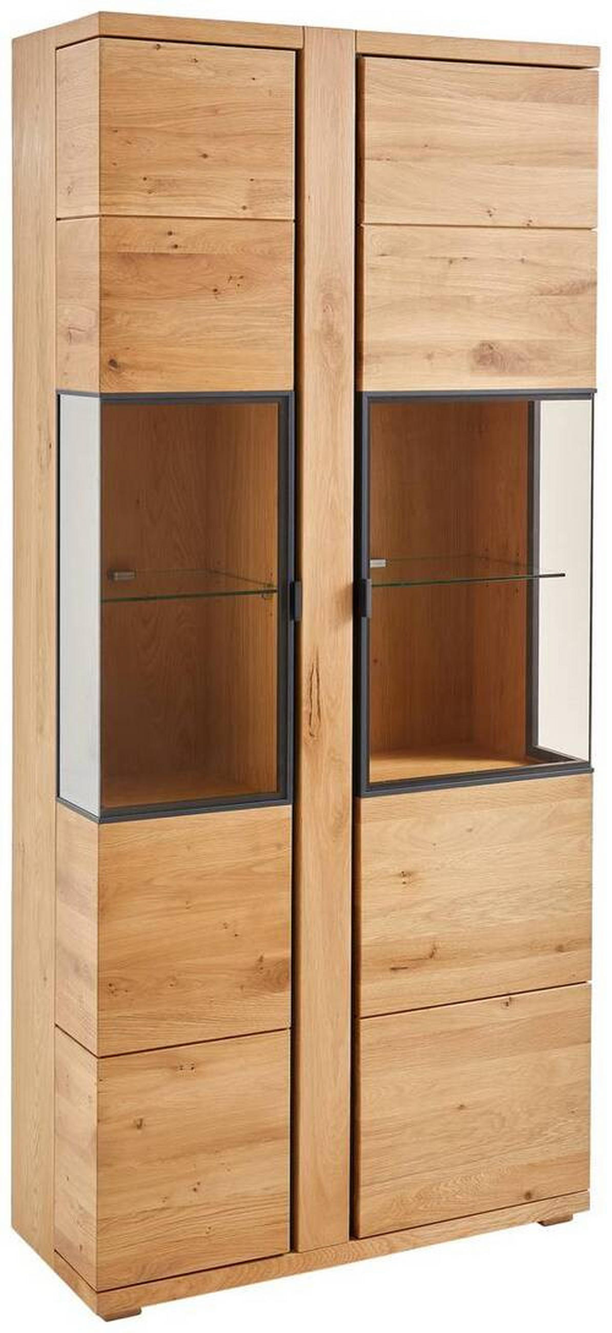 VITRINE in furniert, massiv Eiche Anthrazit, Eichefarben von LINEA NATURA