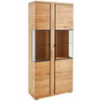 VITRINE  in furniert, massiv Eiche Anthrazit, Eichefarben - Eichefarben/Anthrazit, KONVENTIONELL, Glas/Holz (88/196/38cm) - Linea Natura