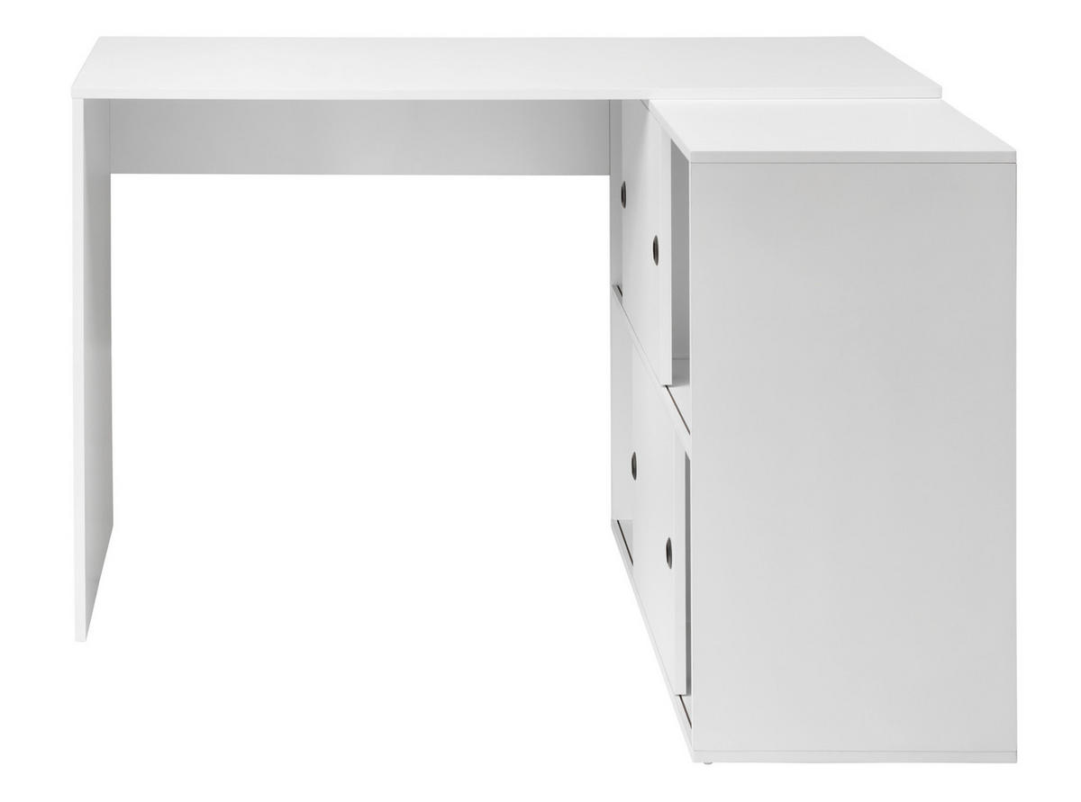 ECKSCHREIBTISCH Weiss  - Weiss/Schwarz, Modern, Holzwerkstoff/Metall (120/78/107cm) - MID.YOU