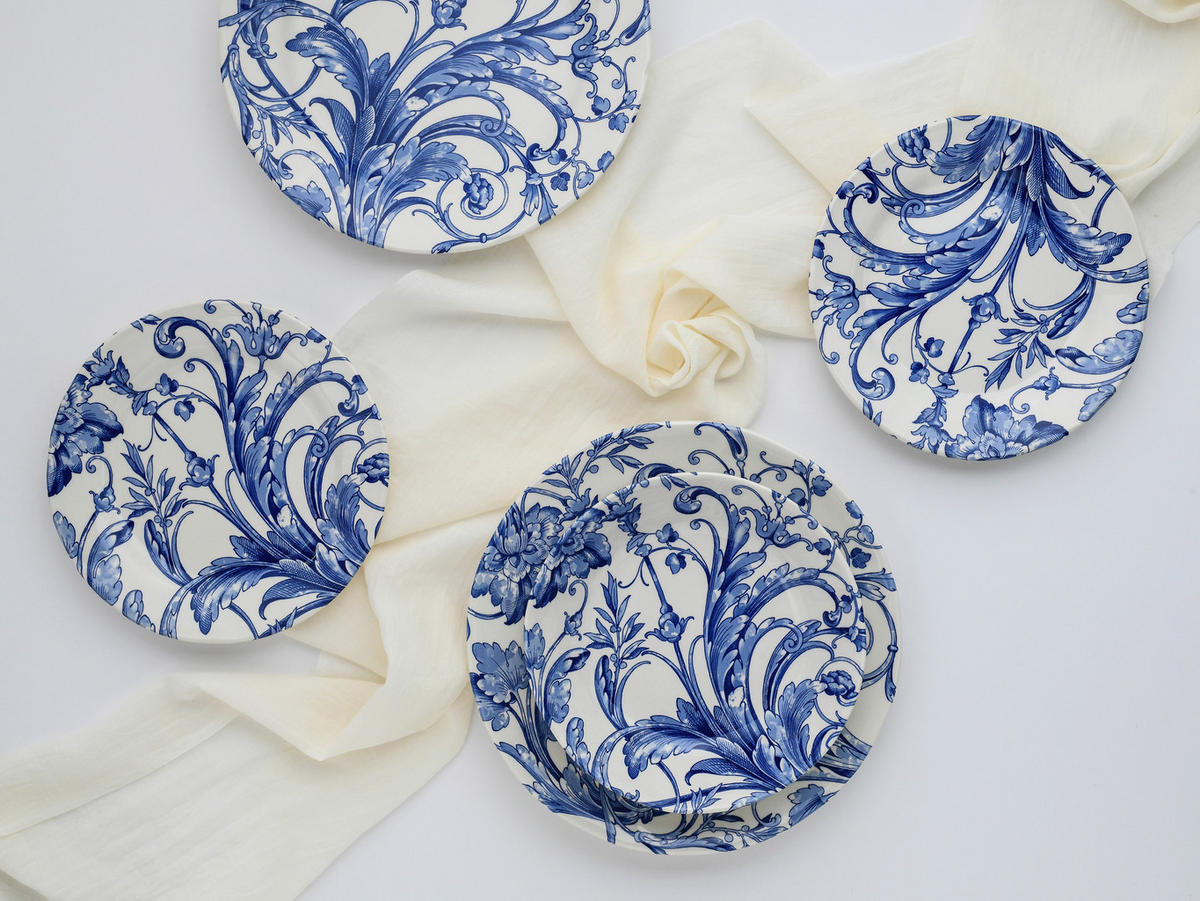 TAFELSERVICE Blau, Weiß Venecia Blue 18-teilig  - Blau/Weiß, Basics, Keramik (31/30/32cm) - Creatable