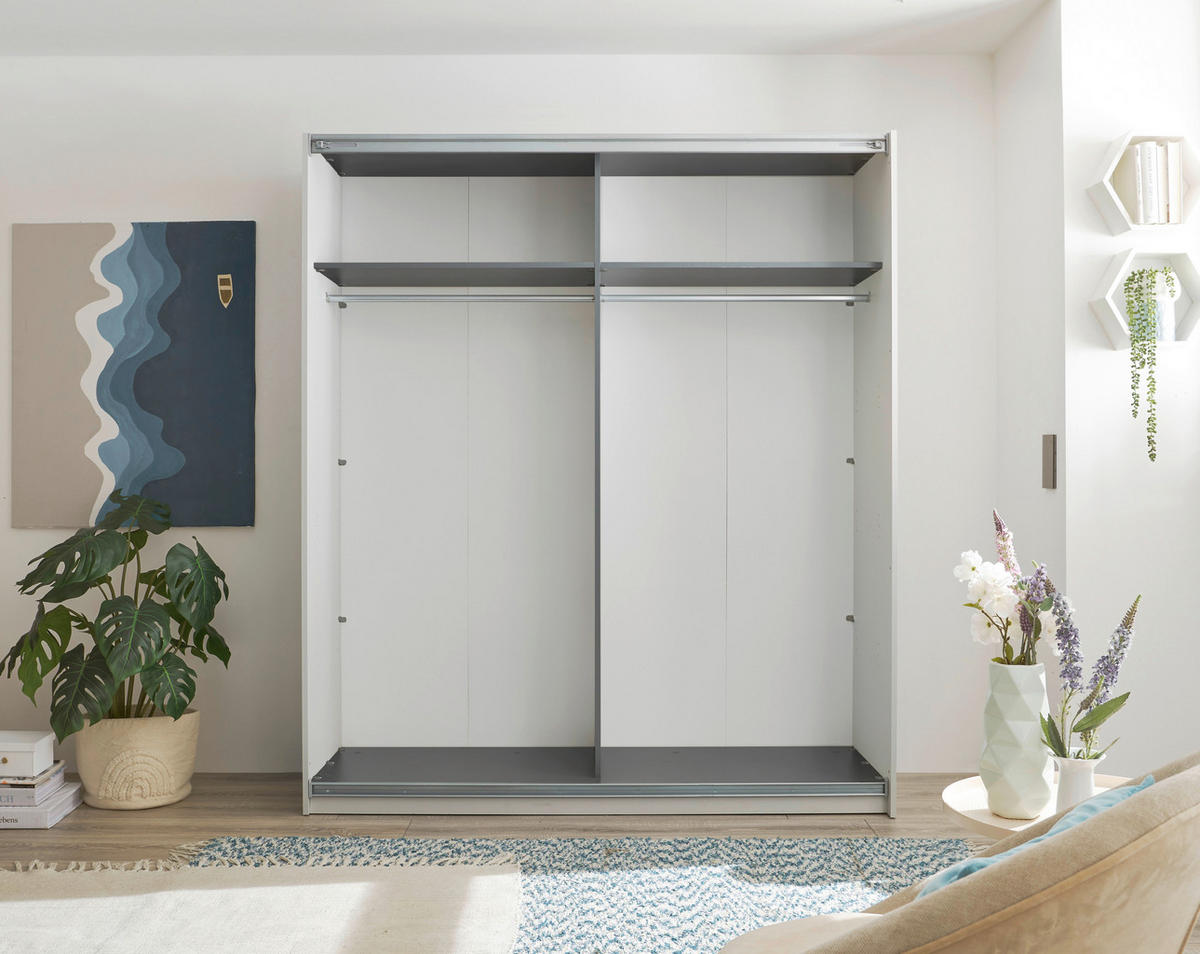 SKŘÍŇ S POSUVNÝMI DVEŘMI, světle šedá, 170/195/60 cm - barvy stříbra/světle šedá, Moderní, kov/kompozitní dřevo (170/195/60cm) - Carryhome