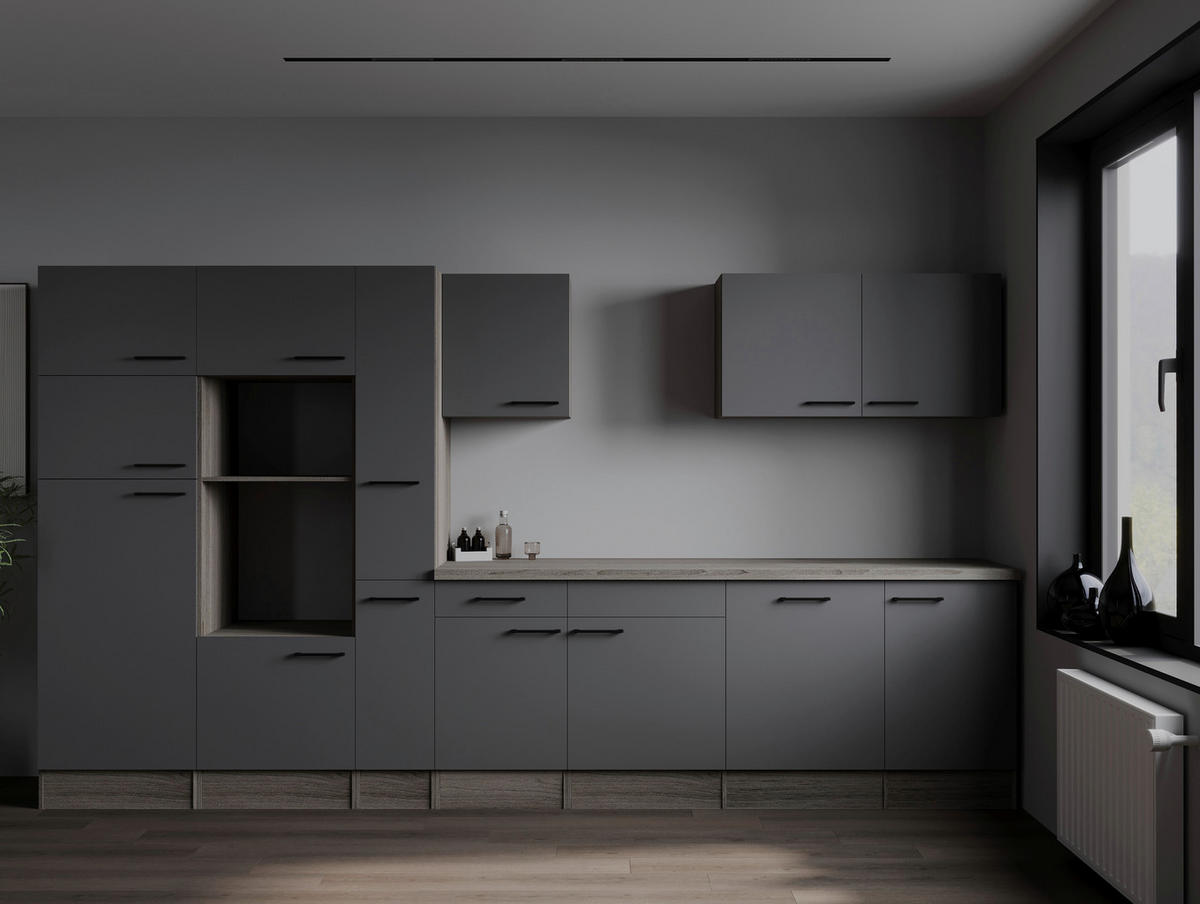 MODULKÖK UTAN VITVAROR 370 cm   i grå, ekfärgad  - svart/grå, Design, metall/trämaterial (370cm) - Respekta