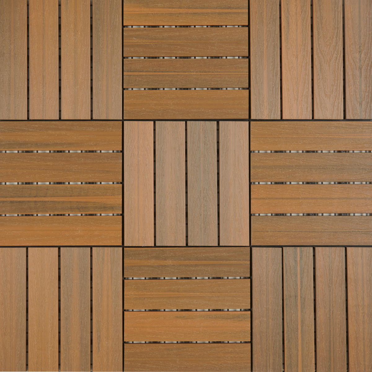 TERRASSENFLIESE 11 Stück  - Teakfarben, Basics, Holzwerkstoff/Kunststoff (30/30/2,4cm) - Ambia Garden