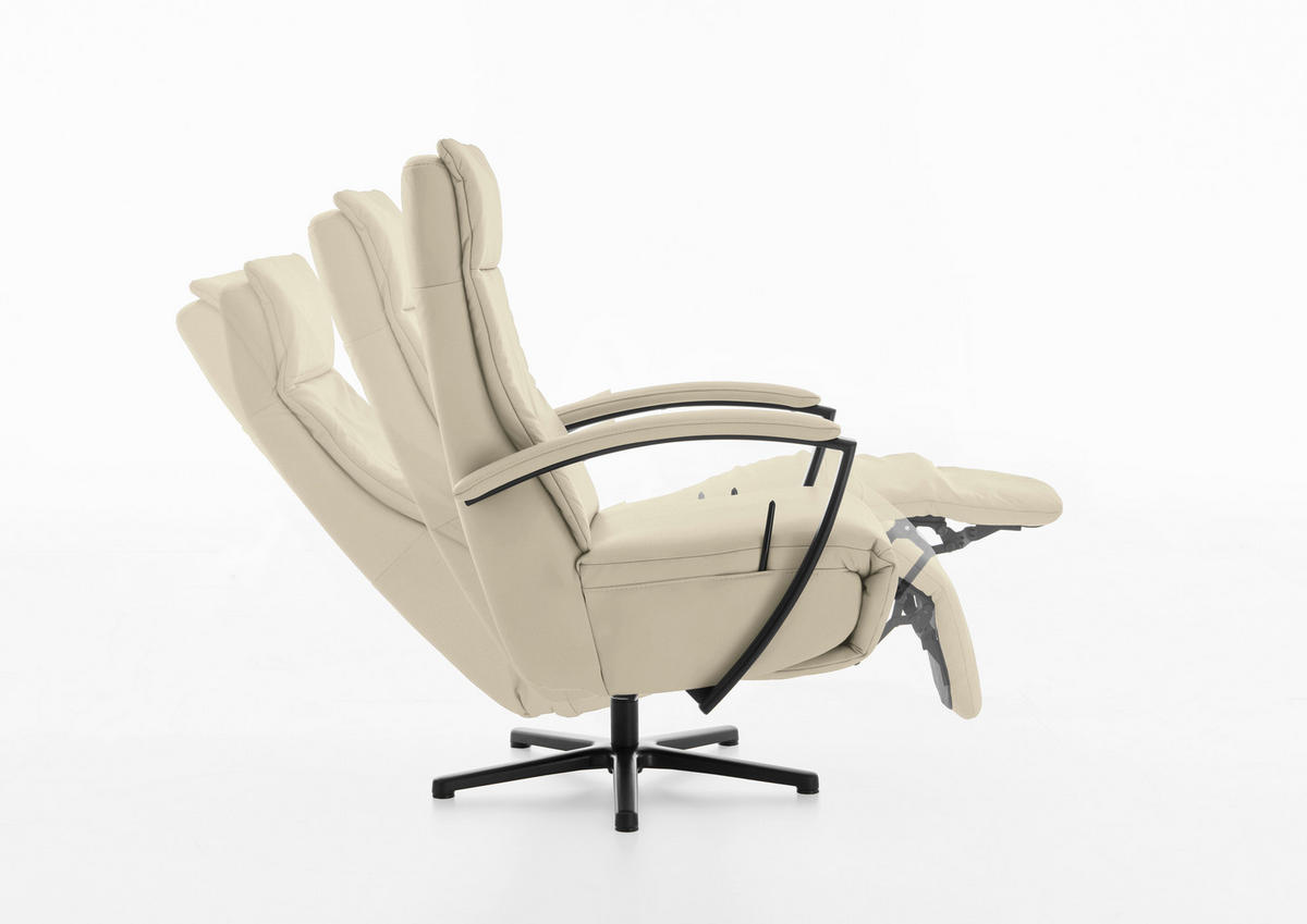 RELAXSESSEL in Leder Creme, Naturfarben  - Creme/Schwarz, Design, Leder/Metall (76/112/83cm) - Beldomo Speed