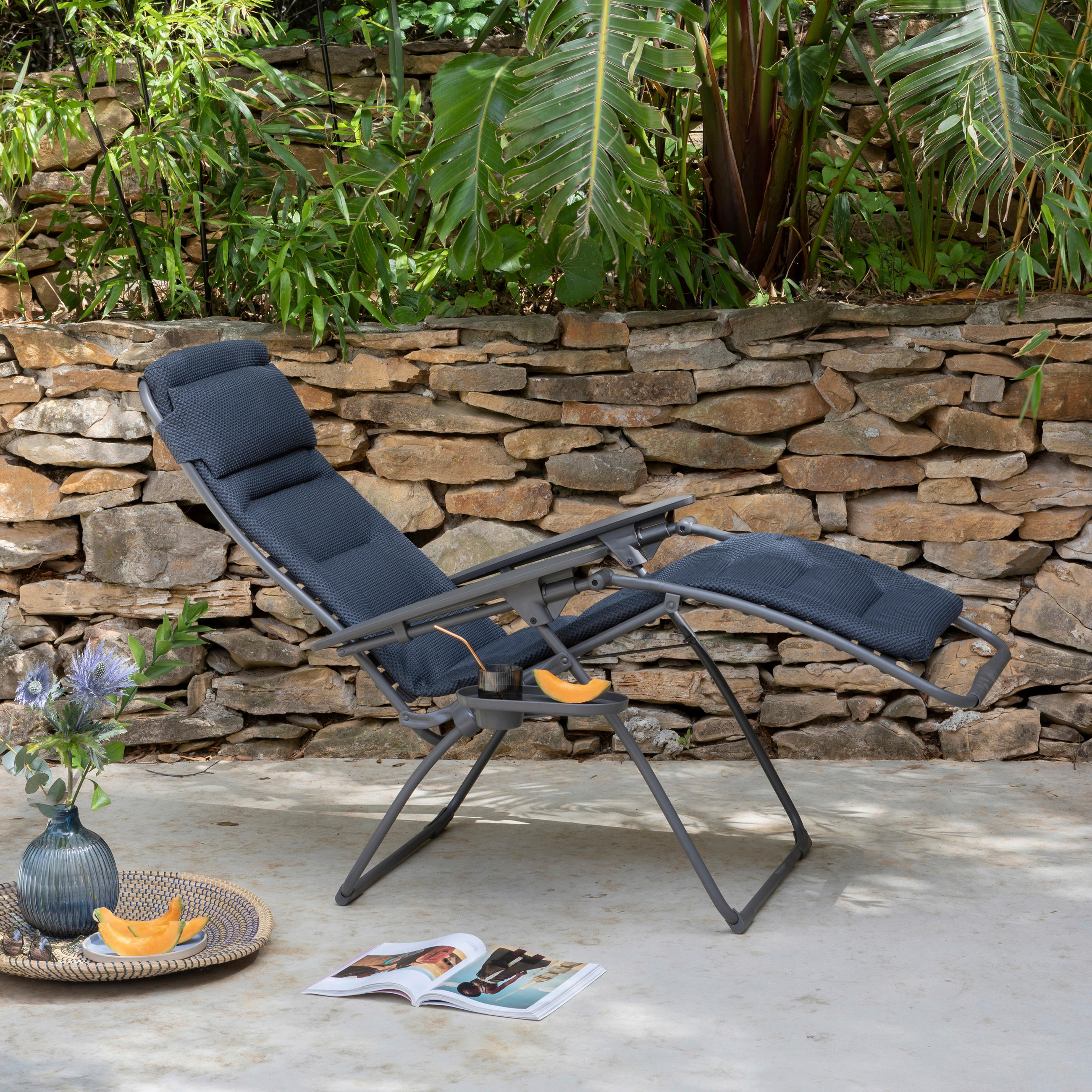 GARTEN-RELAXSESSEL Stahl  - Dunkelgrau/Anthrazit, Basics, Kunststoff/Textil (71/115/88cm) - Lafuma Mobilier