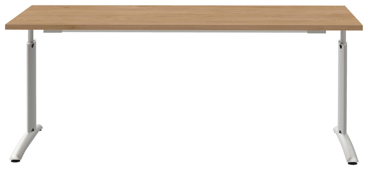 SCHREIBTISCH 180/80/70-82 cm  in Eichefarben, Alufarben  - Eichefarben/Alufarben, Konventionell, Holzwerkstoff/Metall (180/80/70-82cm) - Moderano