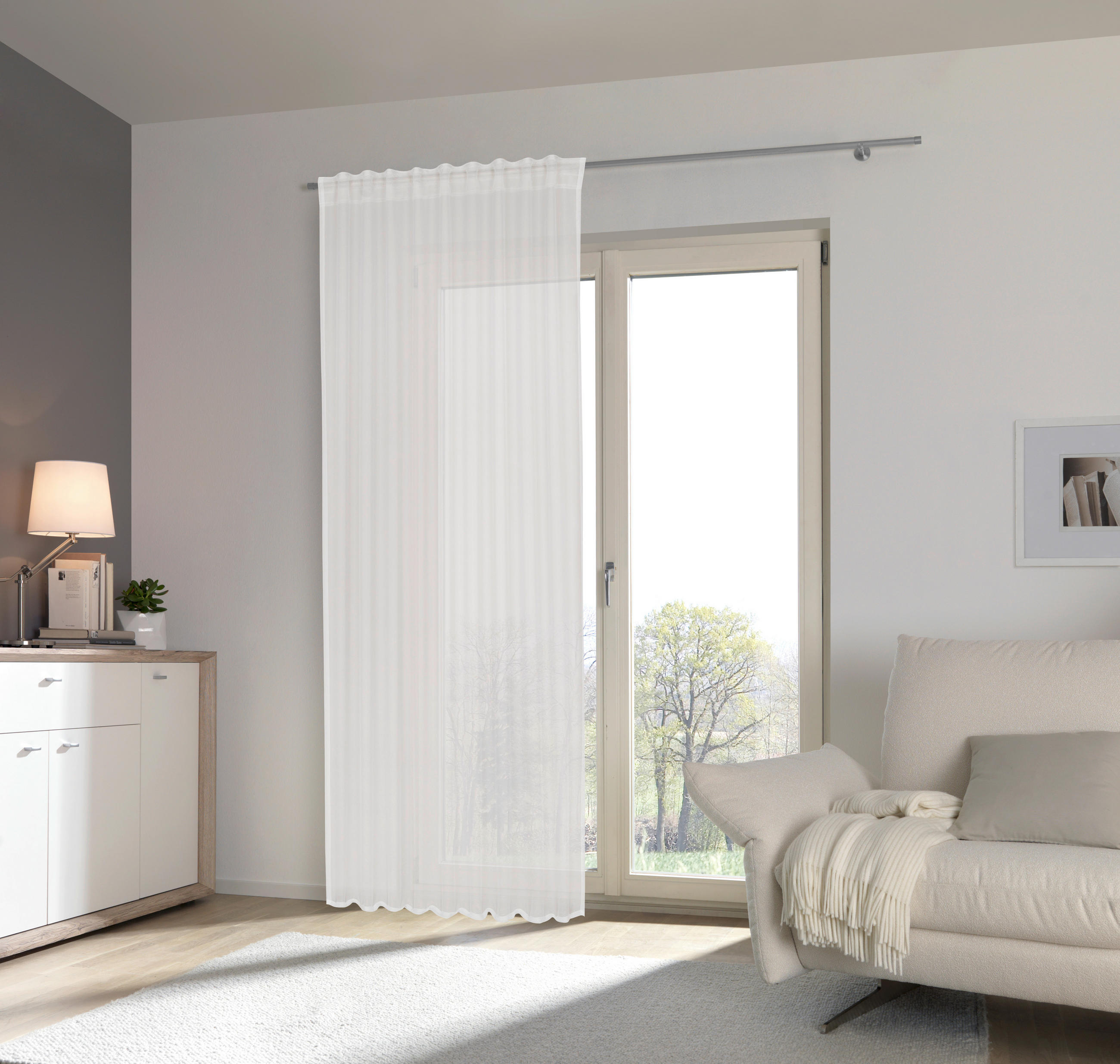 FERTIGVORHANG MALBOROUGH transparent 135/245 cm - Weiß, Basics, Textil (135/245cm) - Esposa