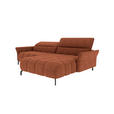 ECKSOFA Rostfarben Flachgewebe Rücken echt, Kopfteilverstellung, Sitztiefenverstellung  - Rostfarben/Schwarz, KONVENTIONELL, Textil/Metall (272/175cm) - Carryhome