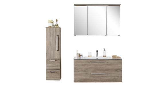 BADEZIMMER 101 cm - Trüffeleichefarben/Weiß, Design, Glas/Keramik (101cm) - Novel