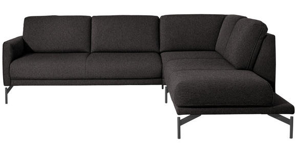 ECKSOFA in Flachgewebe, Struktur Graubraun  - Anthrazit/Graubraun, Design, Textil/Metall (254/230cm) - Ambiente