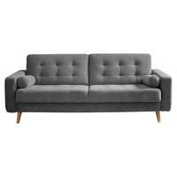 SCHLAFSOFA Mikrovelours Dunkelgrau  inkl.  - Eichefarben/Dunkelgrau, MODERN, Holz/Textil (222/86/90cm) - MID.YOU