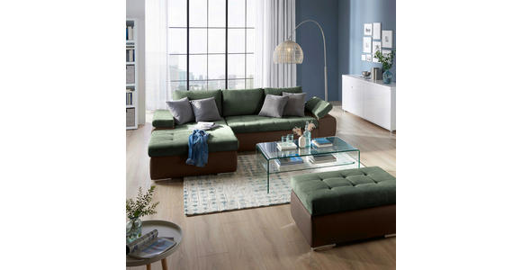 ECKSOFA in Flachgewebe Braun, Olivgrün 175/271 cm - Braun/Olivgrün, Design, Kunststoff/Textil (175/271cm) - Xora