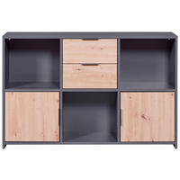 KOMODA, antracitová, dub artisan, 120/77/30 cm - antracitová/dub artisan, Design, kov/kompozitní dřevo (120/77/30cm) - Livetastic
