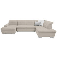 WOHNLANDSCHAFT in Flachgewebe Creme  - Silberfarben/Creme, Design, Textil/Metall (145/342/208cm) - Cantus