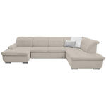 WOHNLANDSCHAFT in Flachgewebe Creme  - Silberfarben/Creme, Design, Textil/Metall (145/342/208cm) - Cantus