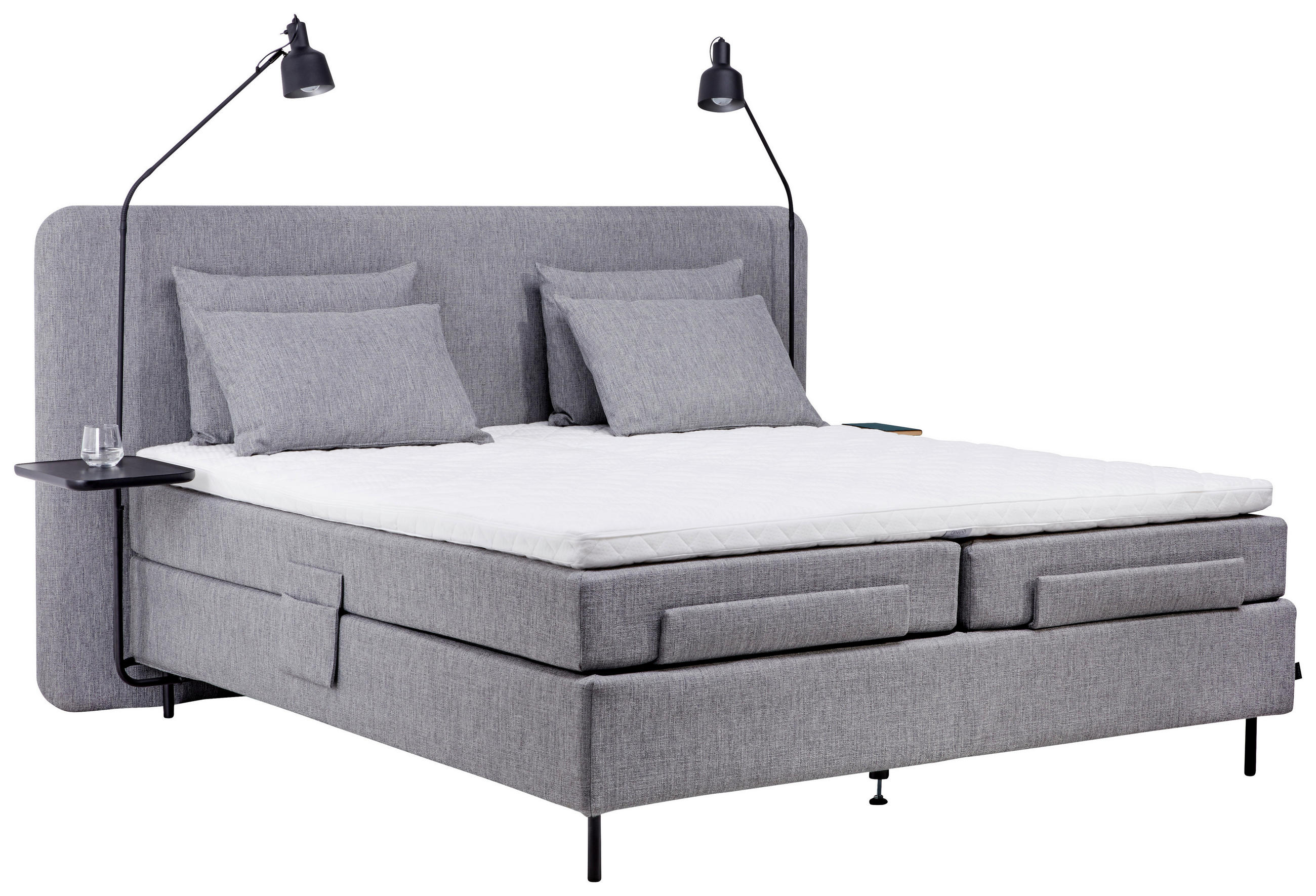 BOXSPRINGBETT 180/200 cm  in Grau  - Schwarz/Grau, KONVENTIONELL, Textil/Metall (180/200cm) - Jensen