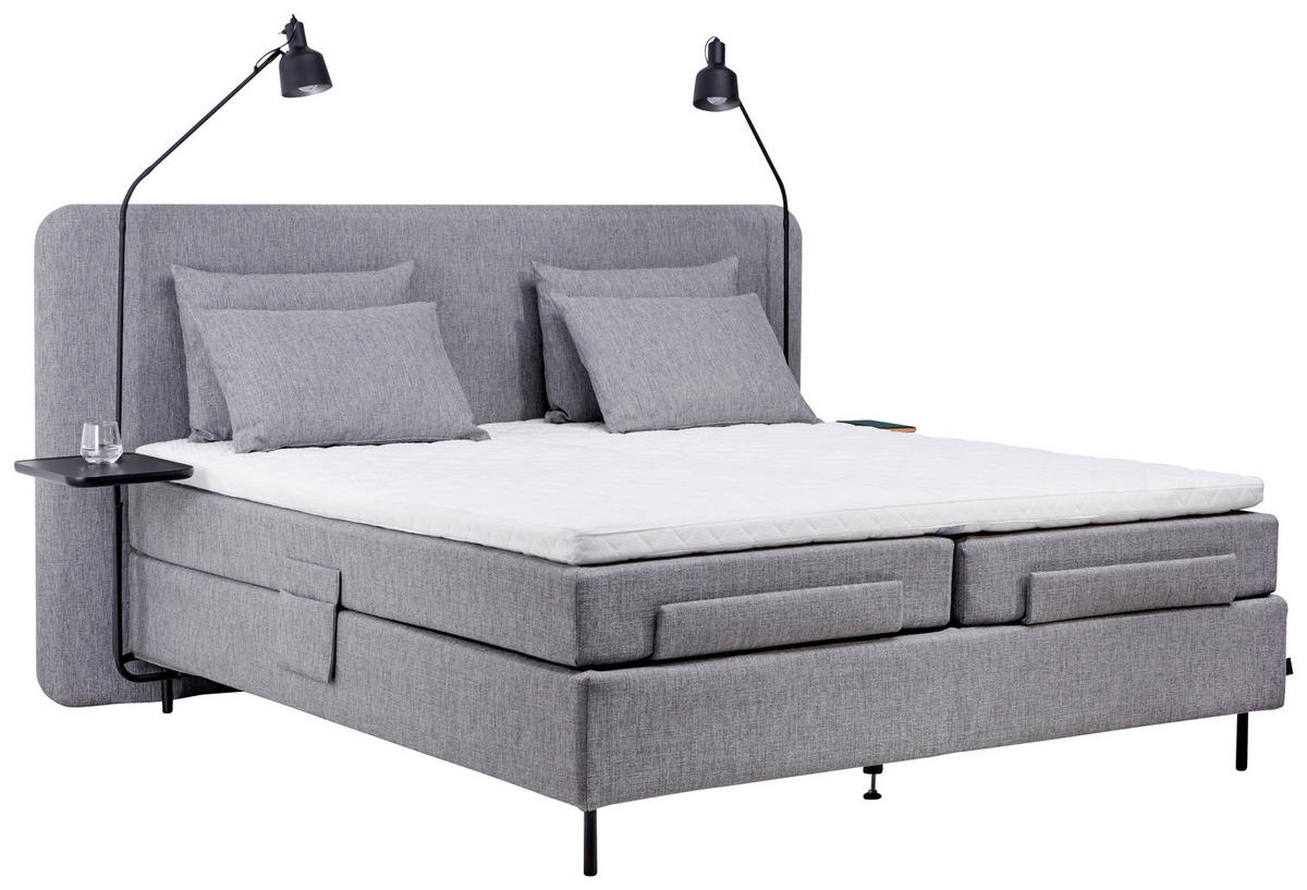 BOXSPRINGBETT 180/200 cm  in Grau  - Schwarz/Grau, KONVENTIONELL, Textil/Metall (180/200cm) - Jensen