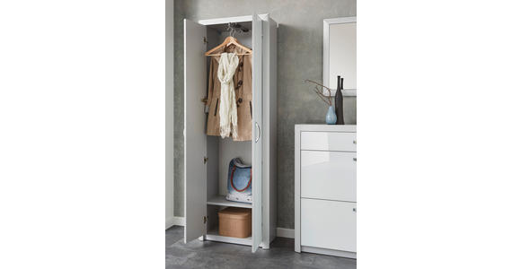 GARDEROBE 320/195/36 cm  - Alufarben/Weiß, Design, Glas/Holzwerkstoff (320/195/36cm) - Dieter Knoll