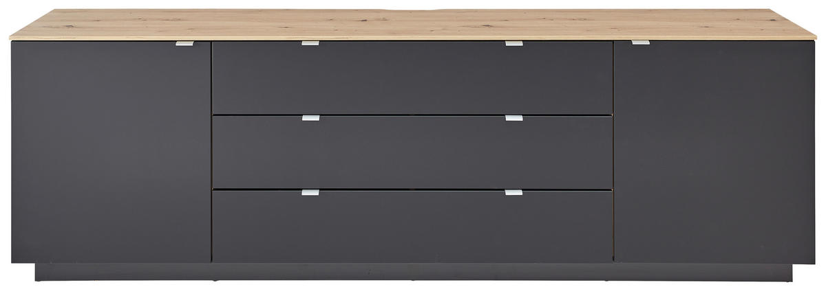 COMODĂ CU UșI 240/77/44 cm  - argintiu/stejar Artisan, Design, metal/material pe bază de lemn (240/77/44cm) - MID.YOU