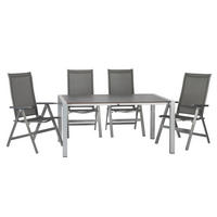 GARTENSET beschichtet Aluminium  - Platinfarben/Anthrazit, Basics, Textil/Metall (160+60/98/74cm) - Acamp